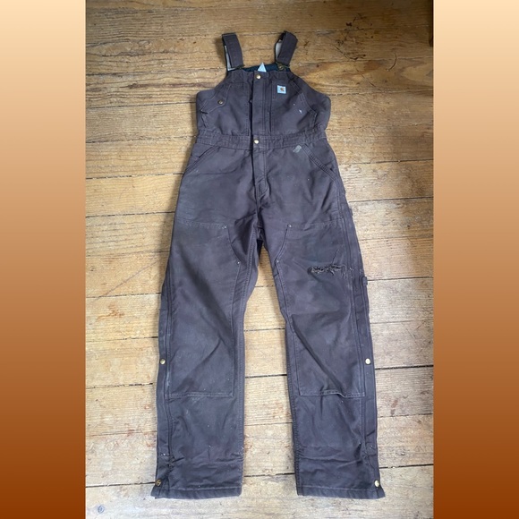 Carhartt Womens Small Loose Fit Washed Duck Insulated Biberal - Picture 4 of 9